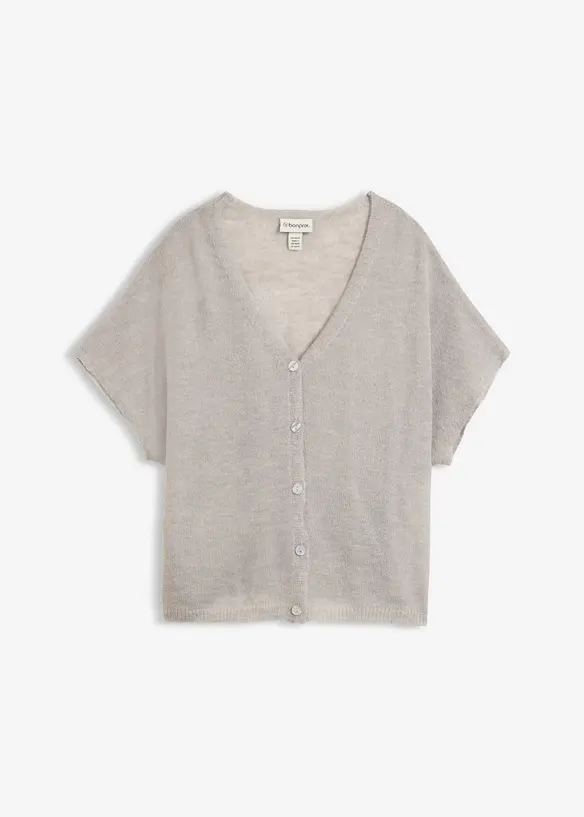 Oversize Feinstrick-Cardigan in grau von vorne - bonprix