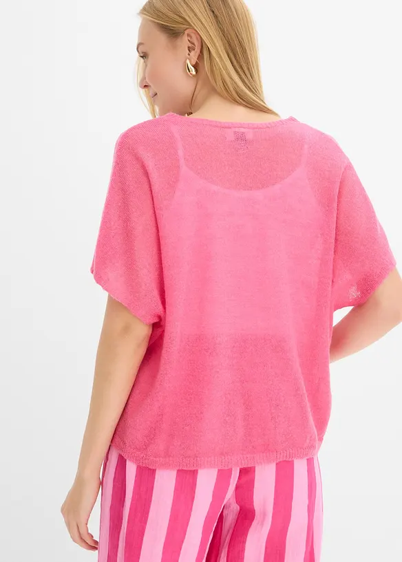 Oversize Feinstrick-Cardigan in pink von hinten (im Anschnitt) - bonprix
