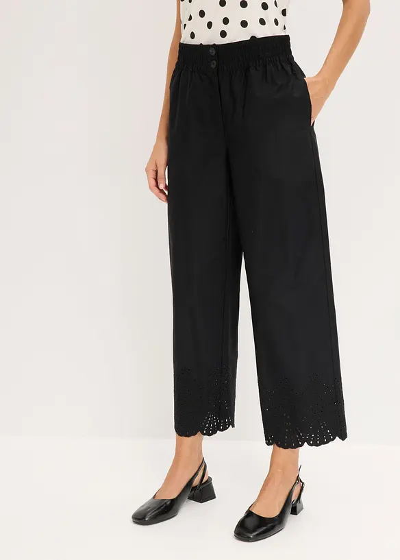 Culotte aus reiner Baumwolle in schwarz von vorne - bonprix