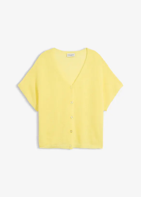 Oversize Feinstrick-Cardigan in gelb von vorne - bonprix