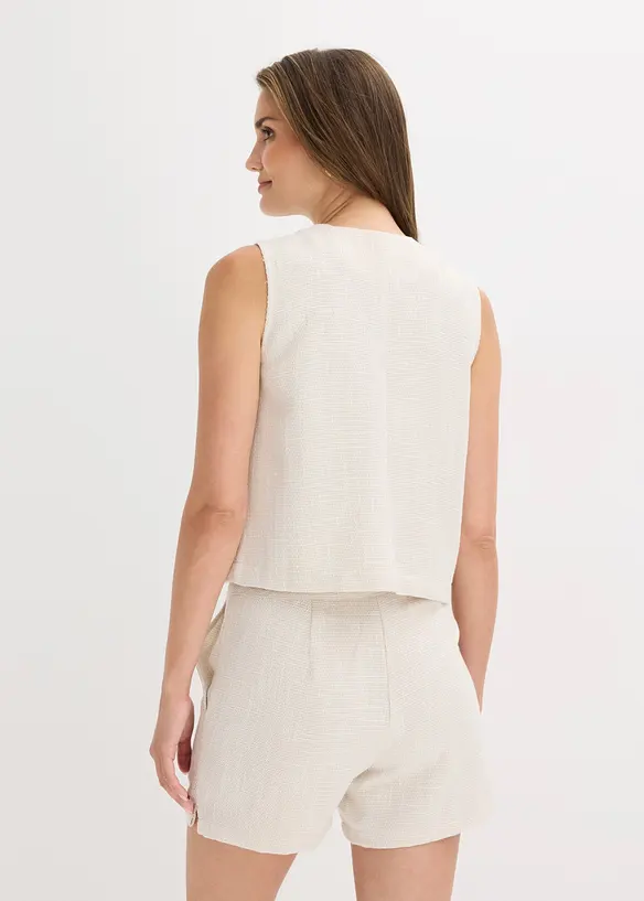 Weste mit Rundhalsausschnitt in beige von hinten (im Anschnitt) - bonprix