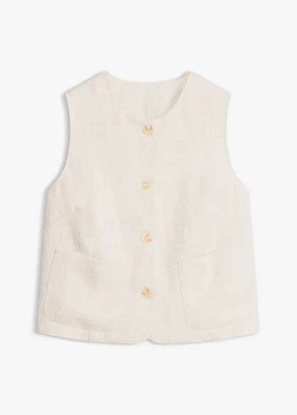Weste mit Rundhalsausschnitt in beige von vorne - bonprix