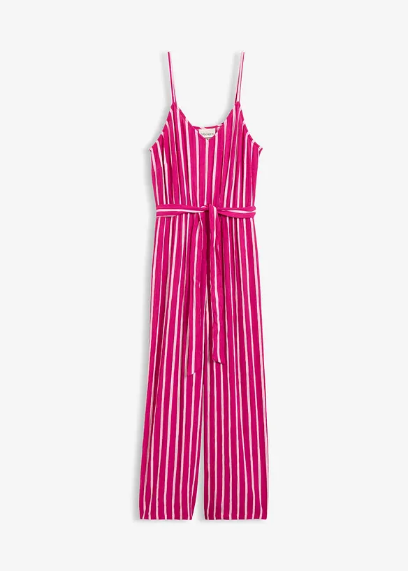 Jumpsuit aus strukturierter Viskose in pink von vorne - bonprix