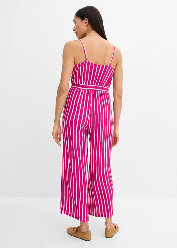 Jumpsuit aus strukturierter Viskose in pink von hinten (Totalaufnahme) - bonprix