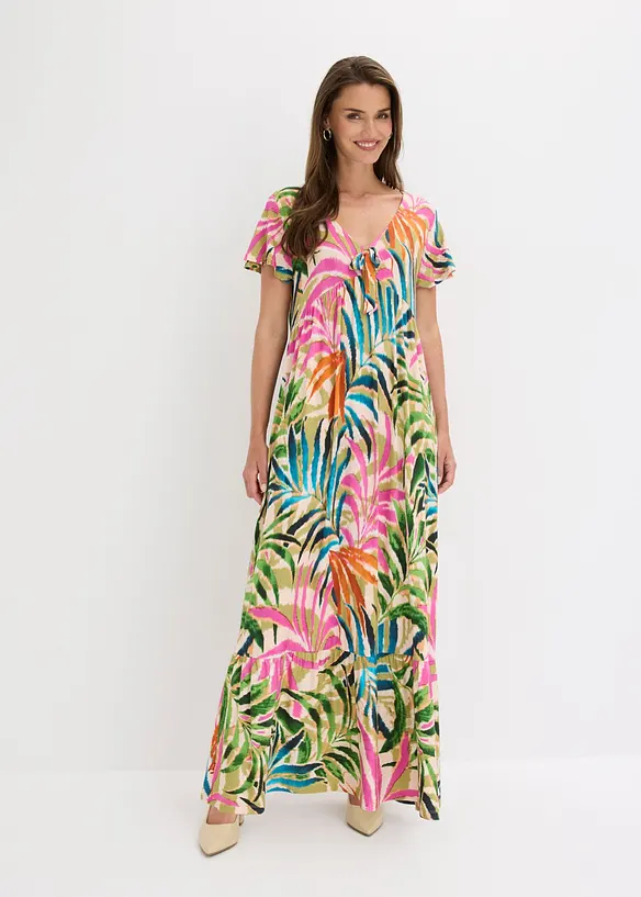 Jerseykleid aus softem Viskose-Mix in weiß von vorne (Totalaufnahme) - bonprix