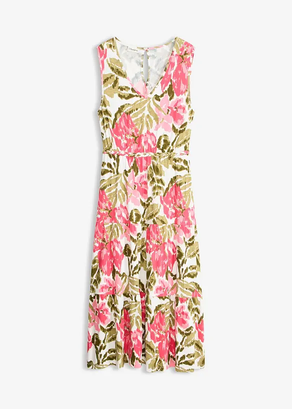 Jerseykleid aus softem Viskose-Mix in weiß von vorne - bonprix