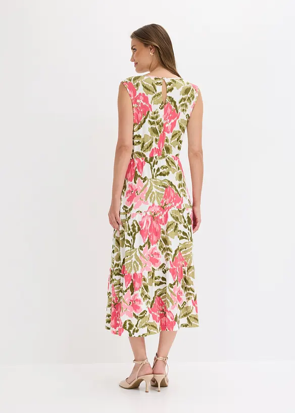 Jerseykleid aus softem Viskose-Mix in weiß von hinten (Totalaufnahme) - bonprix