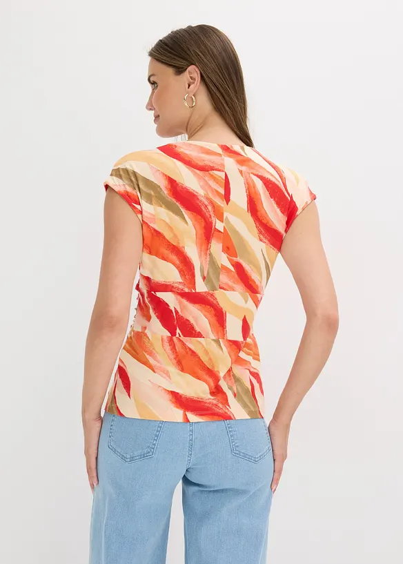 Shirt mit Drapierung aus softem Viskose-Mix in beige von hinten (im Anschnitt) - bonprix