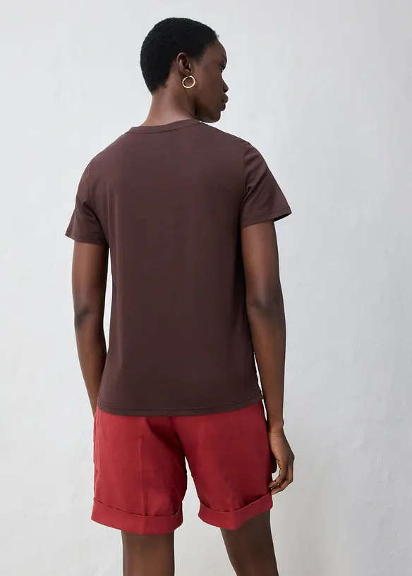 Shirt mit Seidenanteil und Häkelspitze in braun von hinten (im Anschnitt) - bonprix