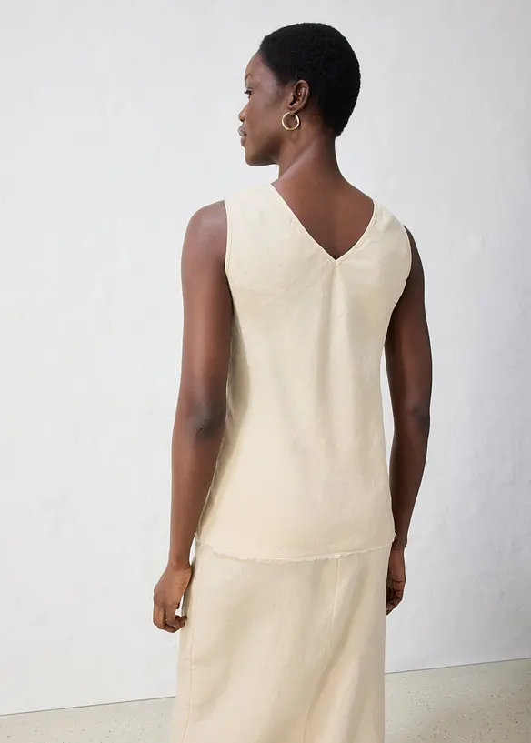 Top aus reinem Leinen in beige von hinten (im Anschnitt) - bonprix Top aus reinem Leinen in beige von hinten (im Anschnitt) - bonprix