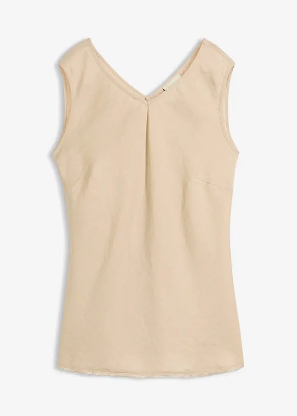 Top aus reinem Leinen in beige von vorne - bonprix Top aus reinem Leinen in beige von vorne - bonprix