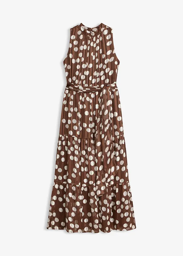 Chiffonkleid mit Glitzer in braun von vorne - bonprix
