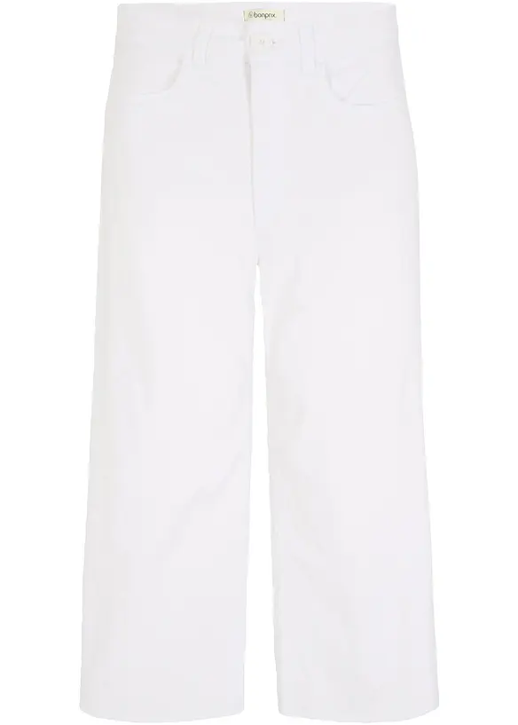 7/8-Jeans, Wide Fit in weiß von vorne - bonprix