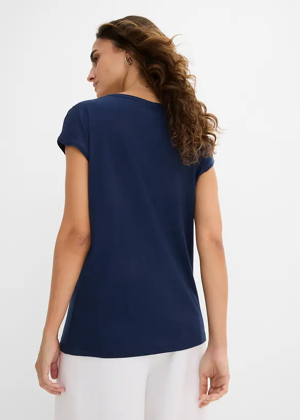 Boxy-Shirt, kurzarm in blau von hinten (im Anschnitt) - bonprix