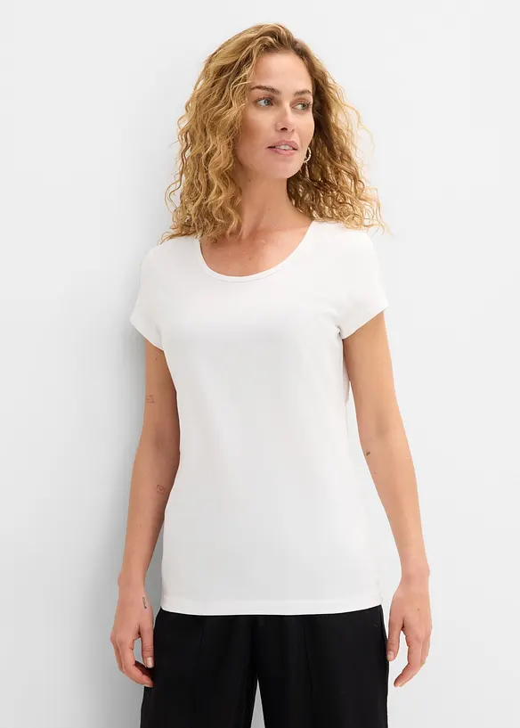 Figurbetontes T-Shirt in weiß von vorne (im Anschnitt) - bonprix