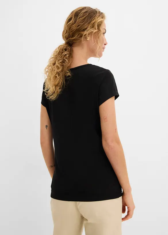 Figurbetontes T-Shirt in schwarz von hinten (im Anschnitt) - bonprix