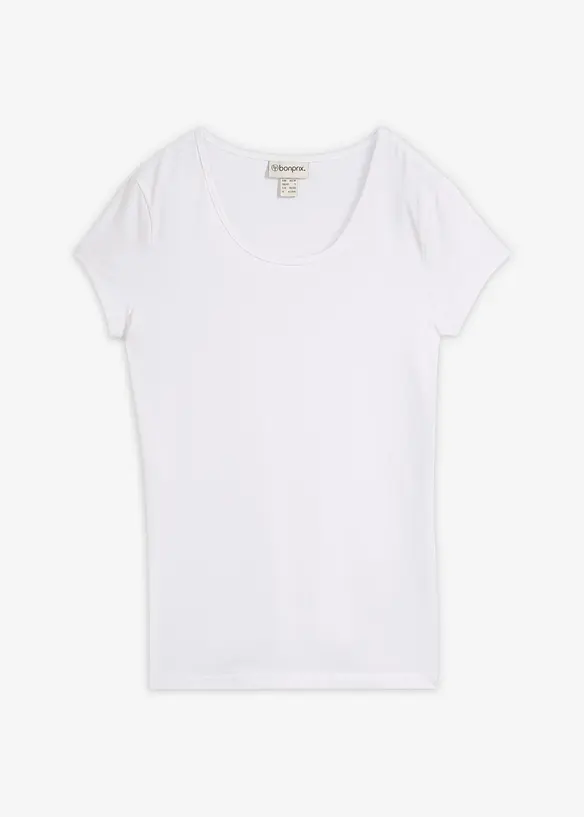 Figurbetontes T-Shirt in weiß von vorne - bonprix