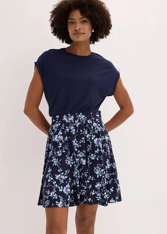 Jerseykleid aus Viskose-Mix in blau von vorne (Totalaufnahme) - bonprix Jerseykleid aus Viskose-Mix in blau von vorne (Totalaufnahme) - bonprix