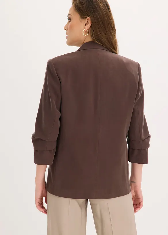 Lockerer 3/4-Arm-Blazer aus Viskose in braun von hinten (im Anschnitt) - bonprix