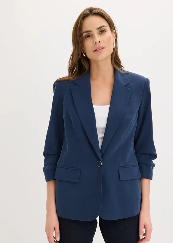 Lockerer 3/4-Arm-Blazer aus Viskose in blau von vorne (im Anschnitt) - bonprix