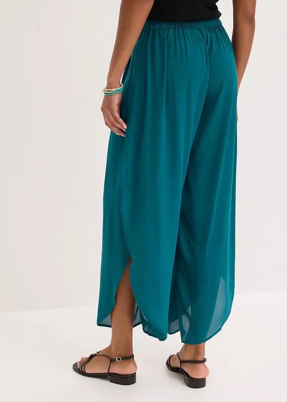 Palazzo-Hose mit Schlitz in petrol von hinten - bonprix