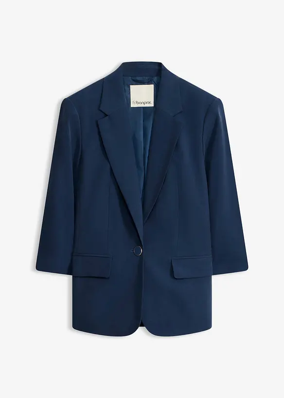 Lockerer 3/4-Arm-Blazer aus Viskose in blau von vorne - bonprix