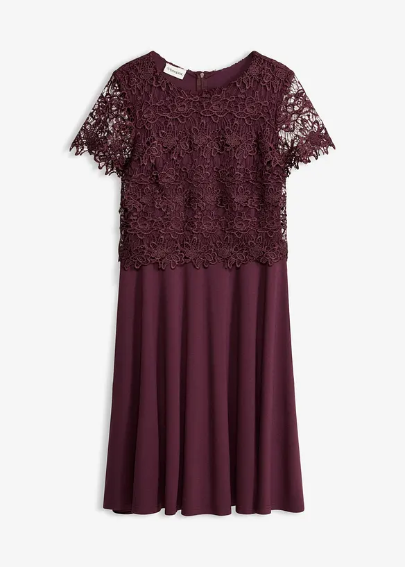 Midikleid mit Spitze in rot von vorne - bonprix