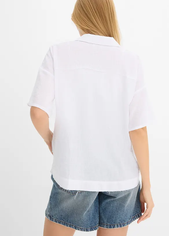 Oversize-Hemdbluse in weiß von hinten (im Anschnitt) - bonprix