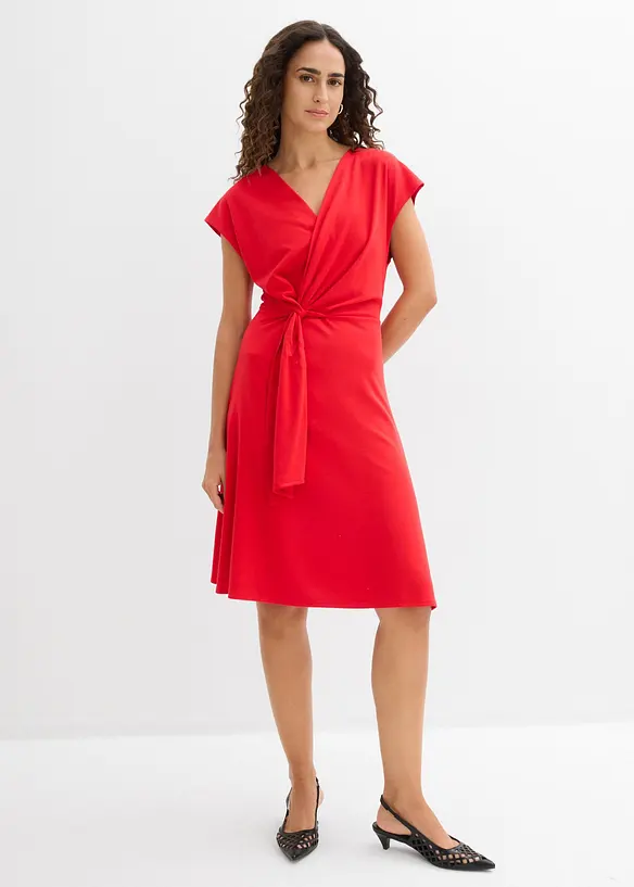 Midikleid aus Punto di Roma in rot von vorne (Totalaufnahme) - bonprix Midikleid aus Punto di Roma in rot von vorne (Totalaufnahme) - bonprix