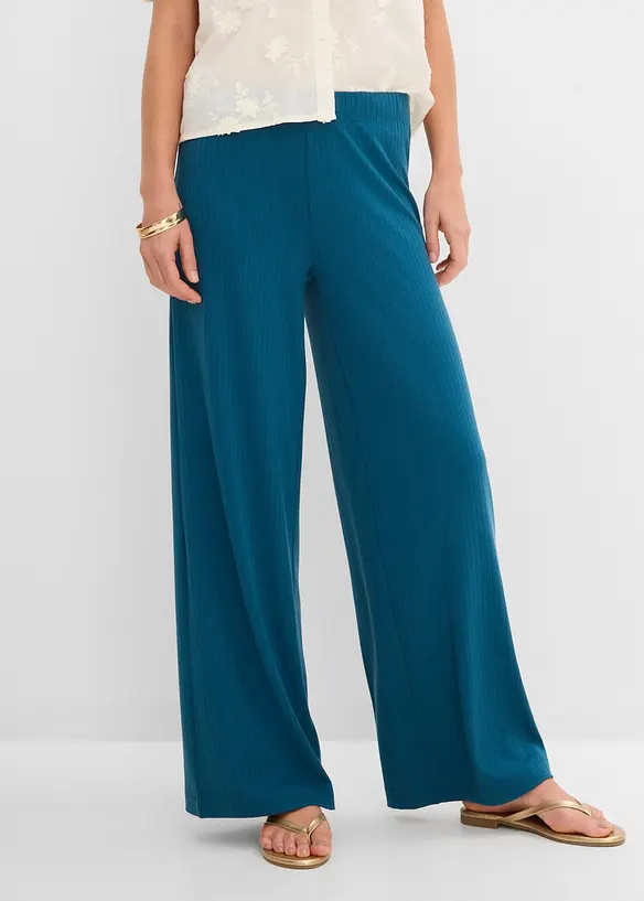 Palazzo-Hose mit Bequembund in petrol von vorne - bonprix Palazzo-Hose mit Bequembund in petrol von vorne - bonprix