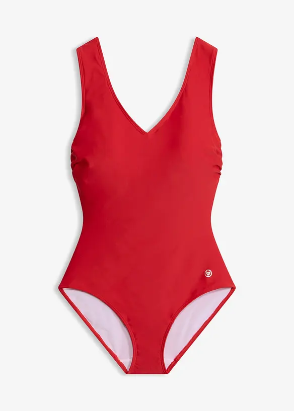 Medium Shape-Badeanzug mit V-Ausschnitt in rot von vorne - bonprix