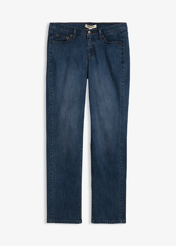 Straight Jeans Mid Waist, Stretch in blau von vorne - bonprix