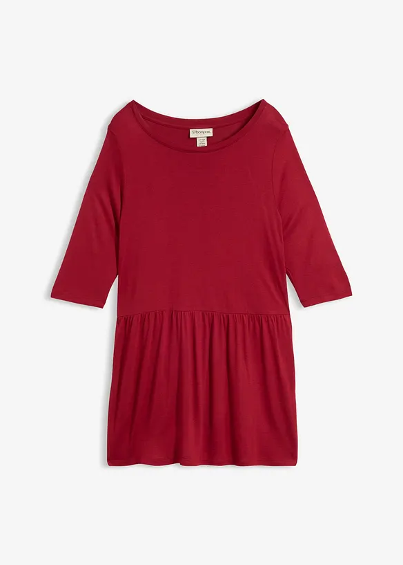 Longshirt aus Viskose mit Volant in rot von vorne - bonprix