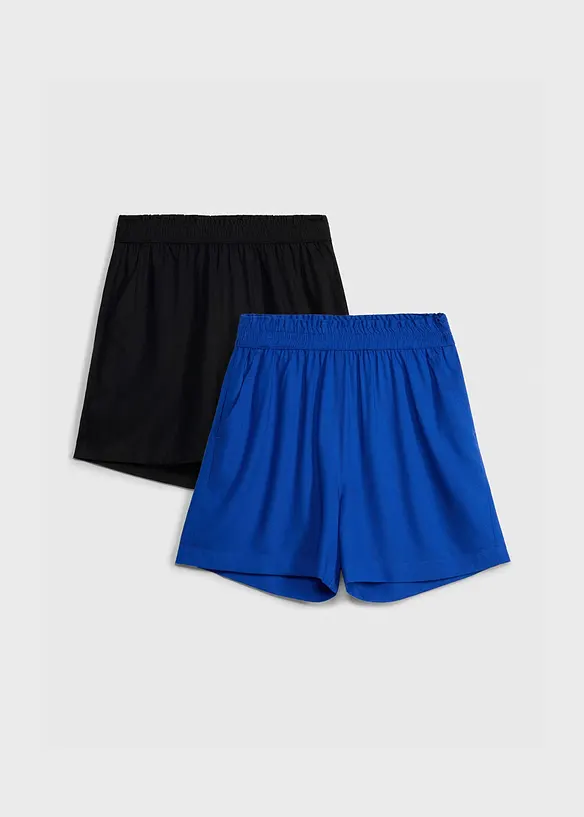 Schlupf-Shorts aus softer Viskose (2er Pack) in schwarz von vorne - bonprix