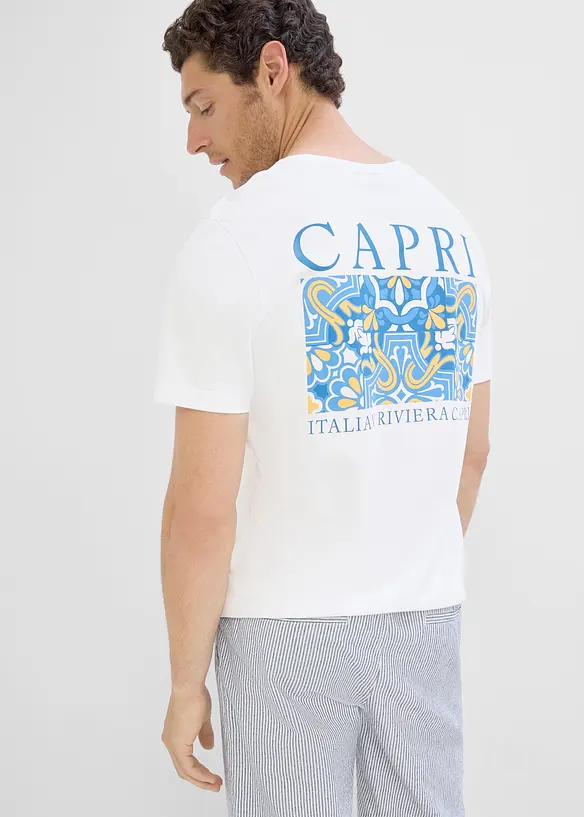 T-Shirt aus reiner Bio-Baumwolle in weiß von vorne (im Anschnitt) - bonprix