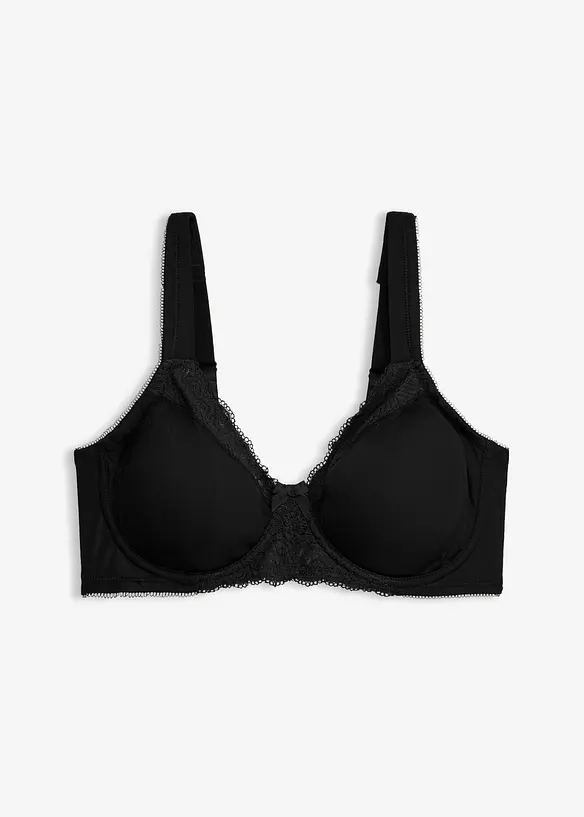 Minimizer-BH mit gepolsterten Trägern in schwarz von vorne - bonprix