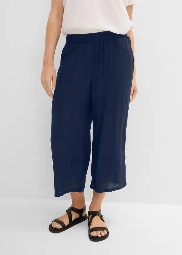 3/4-Hose mit Bequembund aus Viskose in blau von vorne - bonprix 3/4-Hose mit Bequembund aus Viskose in blau von vorne - bonprix