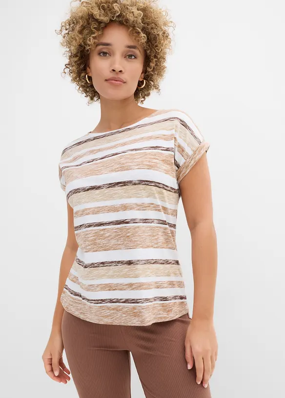 T-Shirt aus reiner Bio-Baumwolle in braun von vorne (im Anschnitt) - bonprix T-Shirt aus reiner Bio-Baumwolle in braun von vorne (im Anschnitt) - bonprix