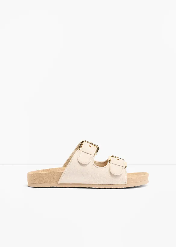 Pantoletten mit Schnalle in beige - bonprix
