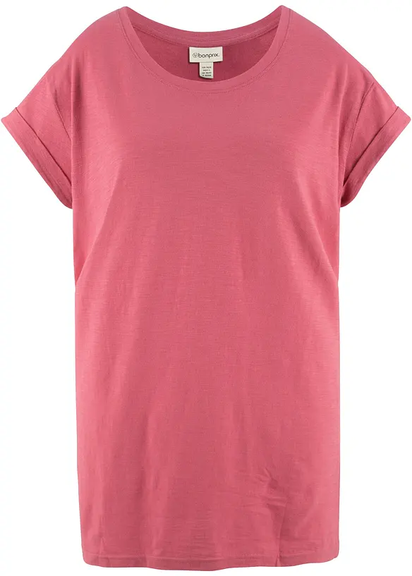 Boxy-Longshirt mit kurzen Ärmeln in pink von vorne - bonprix Boxy-Longshirt mit kurzen Ärmeln in pink von vorne - bonprix