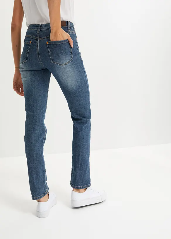 Straight Jeans Mid Waist, Stretch in blau von hinten - bonprix