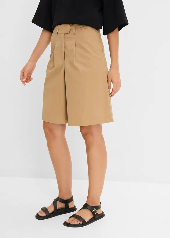 Twill-Bermuda in beige von vorne - bonprix