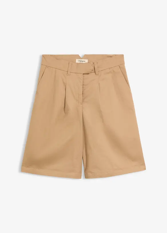 Twill-Bermuda in beige von vorne - bonprix