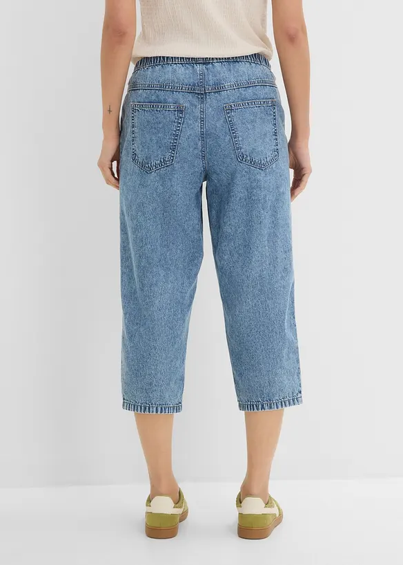 Barrel-Jeans Mid Waist, cropped in blau von hinten - bonprix Barrel-Jeans Mid Waist, cropped in blau von hinten - bonprix
