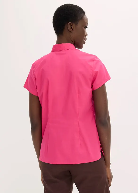 Kurzarmbluse aus Popeline in pink von hinten (im Anschnitt) - bonprix