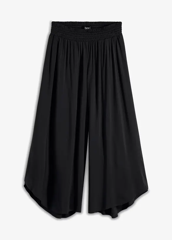 Wadenlange Culotte aus softer Viskose in schwarz von vorne - bonprix