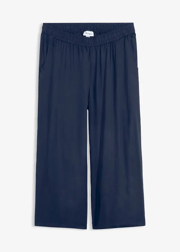 3/4-Hose mit Bequembund aus Viskose in blau von vorne - bonprix 3/4-Hose mit Bequembund aus Viskose in blau von vorne - bonprix