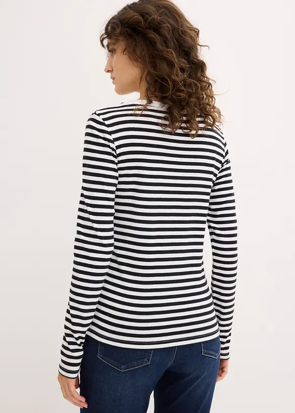 Langarmshirt aus reiner Bio-Baumwolle in schwarz von hinten (im Anschnitt) - bonprix