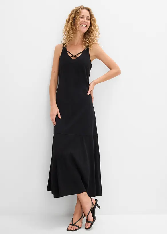 Trägerkleid aus reiner Bio-Baumwolle in schwarz von vorne (Totalaufnahme) - bonprix Trägerkleid aus reiner Bio-Baumwolle in schwarz von vorne (Totalaufnahme) - bonprix