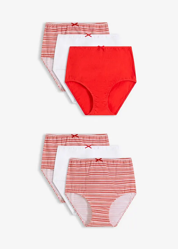 Highwaist Slip mit weicher Baumwolle (6er Pack) in rot von vorne - bonprix